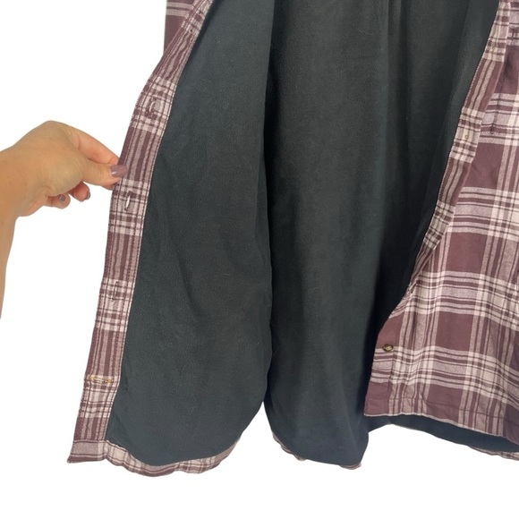 CARHARTT Womens Flannel Fleece Lined Workwear Purple Plaid Shacket Shirt XL - Picture 6 of 10
